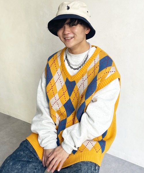 U.S. POLO ASSN.（ユーエスポロアッスン）の「アーガイル/チルデン ニットベスト（ベスト・メンズ・グリーン系その他/アイボリー/ネイビー/イエロー/ブルー/グリーン・FREE）」の6枚目の写真