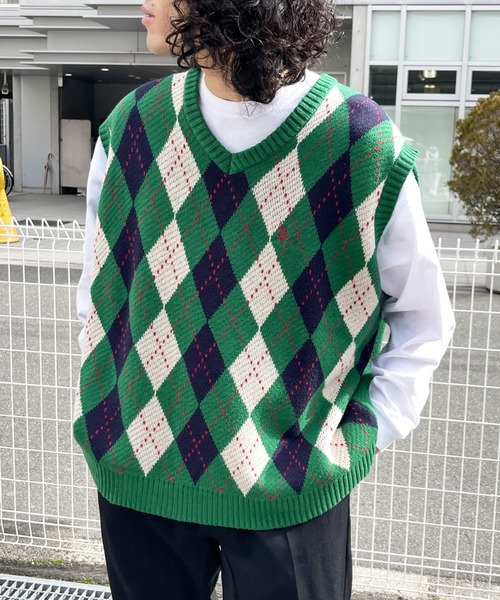 U.S. POLO ASSN.（ユーエスポロアッスン）の「アーガイル/チルデン ニットベスト（ベスト・メンズ・グリーン系その他/アイボリー/ネイビー/イエロー/ブルー/グリーン・FREE）」の3枚目の写真