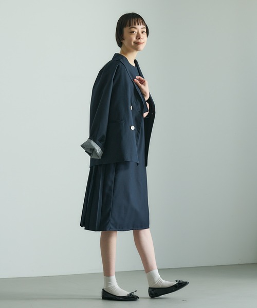 PUAL CE CIN（ピュアルセシン）の「後ろプリーツワンピース（ワンピース・レディース・グレー/ネイビー・FREE）」の8枚目の写真