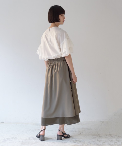 La SRIC（ラスリック）の「La SRIC / サイドボタンレイヤードSK（スカート・レディース・ブラック/カーキ/ライトブルー・38）」の16枚目の写真