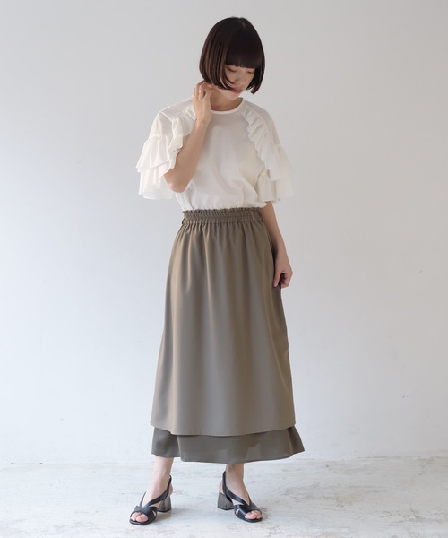 La SRIC（ラスリック）の「La SRIC / サイドボタンレイヤードSK（スカート・レディース・ブラック/カーキ/ライトブルー・38）」の20枚目の写真