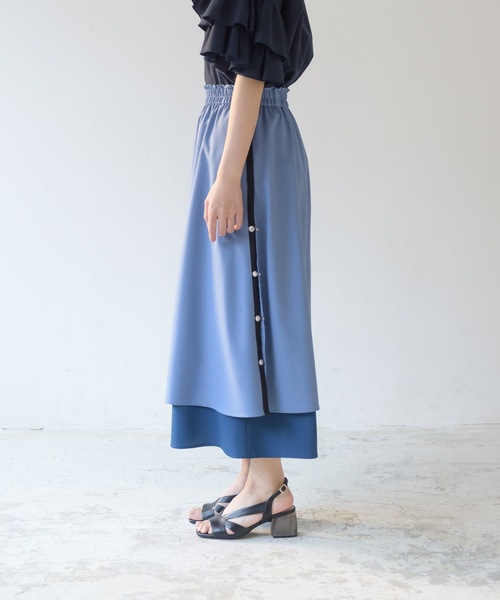 La SRIC（ラスリック）の「La SRIC / サイドボタンレイヤードSK（スカート・レディース・ブラック/カーキ/ライトブルー・38）」の9枚目の写真