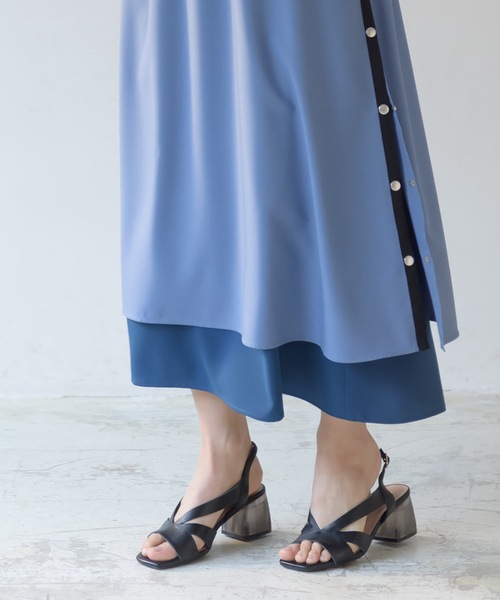 La SRIC（ラスリック）の「La SRIC / サイドボタンレイヤードSK（スカート・レディース・ブラック/カーキ/ライトブルー・38）」の10枚目の写真