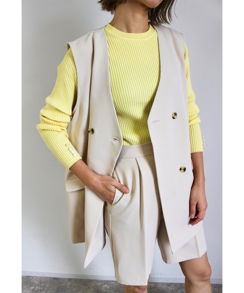 MLI'A（エムリア）の「ダブルボタンジレ（ベスト・レディース・ブラック/ライトベージュ/ライトグリーン/チェック・M）」の3枚目の写真