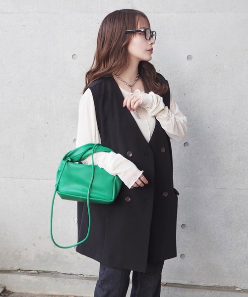 MLI'A（エムリア）の「ダブルボタンジレ（ベスト・レディース・ブラック/ライトベージュ/ライトグリーン/チェック・M）」の2枚目の写真