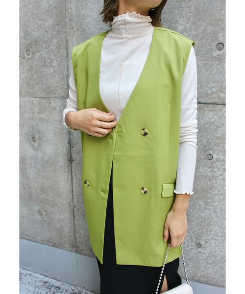 MLI'A（エムリア）の「ダブルボタンジレ（ベスト・レディース・ブラック/ライトベージュ/ライトグリーン/チェック・M）」の22枚目の写真