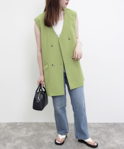 MLI'A（エムリア）の「ダブルボタンジレ（ベスト・レディース・ブラック/ライトベージュ/ライトグリーン/チェック・M）」の18枚目の写真