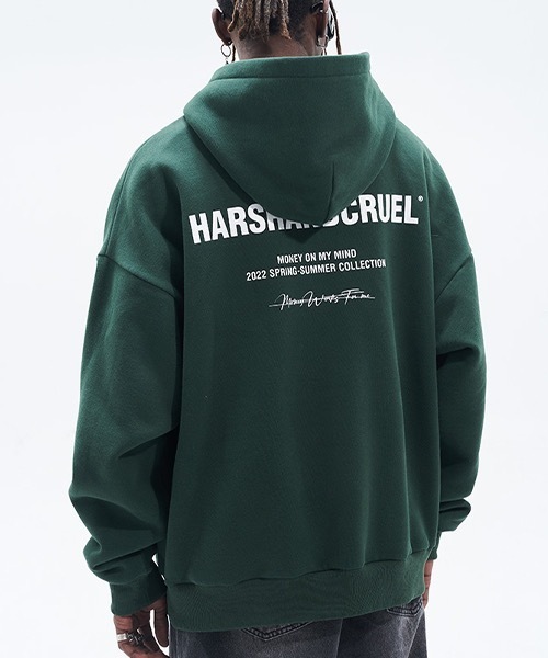 HARSH AND CRUEL（ハーシュアンドクルーエル）の「ロゴプリント プルオーバーパーカー HC22SS12【Harsh and Cruel】（パーカー・メンズ・グリーン・S/L/M/XL）」の5枚目の写真