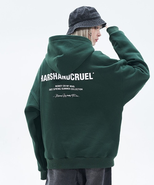 HARSH AND CRUEL（ハーシュアンドクルーエル）の「ロゴプリント プルオーバーパーカー HC22SS12【Harsh and Cruel】（パーカー・メンズ・グリーン・S/L/M/XL）」の7枚目の写真