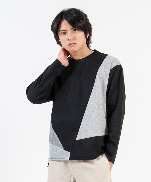GGD(ジージーディー)の「ポンチクレイジー切り替えL/ST-shirt(Tシャツ/カットソー・メンズ・ホワイト/ブラック・L/M)」の2枚目の写真