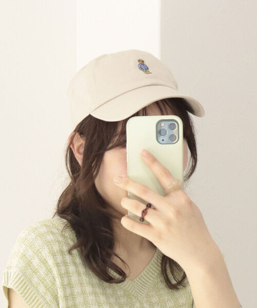 fredy repit（フレディレピ）の「[新色追加]ストライプシャツべアキャップ　【ユニセックス】（キャップ・レディース・ピンク/ベージュ/クリーム/ネイビー/チャコールグレー/ライトブルー/グリーン/サックスブルー/オフホワイト/ベビーピンク・FREE）」の4枚目の写真