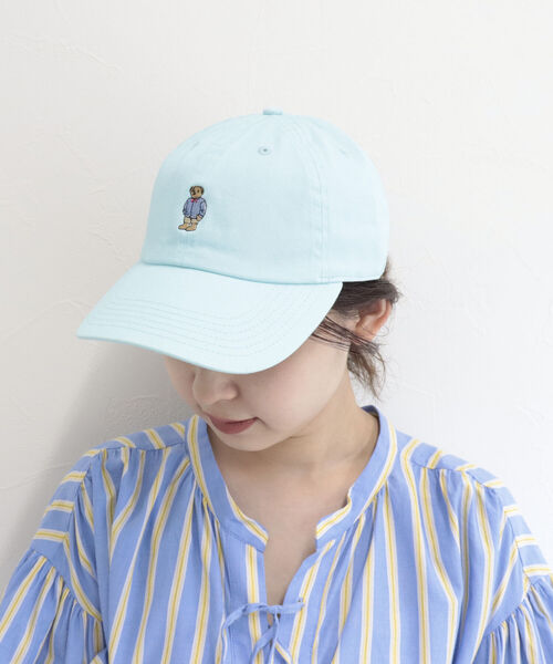 fredy repit（フレディレピ）の「[新色追加]ストライプシャツべアキャップ　【ユニセックス】（キャップ・レディース・ピンク/ベージュ/クリーム/ネイビー/チャコールグレー/ライトブルー/グリーン/サックスブルー/オフホワイト/ベビーピンク・FREE）」の6枚目の写真