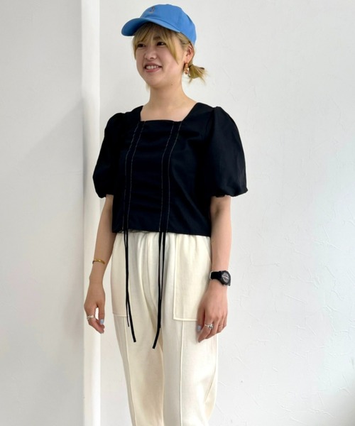 fredy repit（フレディレピ）の「[新色追加]ストライプシャツべアキャップ　【ユニセックス】（キャップ・レディース・ピンク/ベージュ/クリーム/ネイビー/チャコールグレー/ライトブルー/グリーン/サックスブルー/オフホワイト/ベビーピンク・FREE）」の14枚目の写真