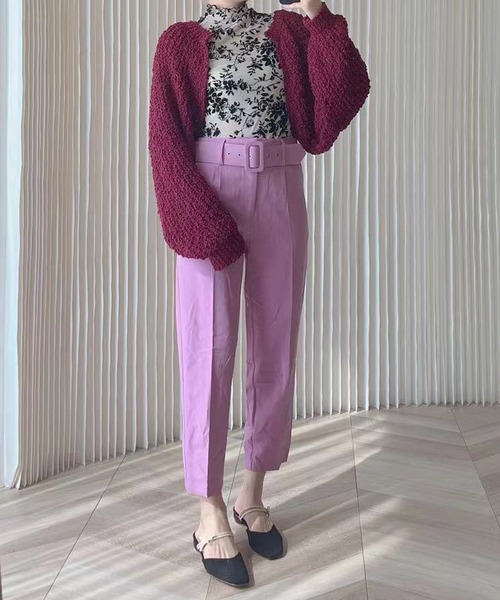 Leja（レジャ）の「【LEJA】無地ウエストタックパンツ（デニムパンツ・レディース・パープル・FREE）」の5枚目の写真