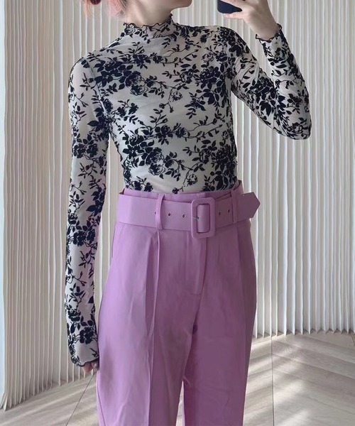 Leja（レジャ）の「【LEJA】無地ウエストタックパンツ（デニムパンツ・レディース・パープル・FREE）」の7枚目の写真