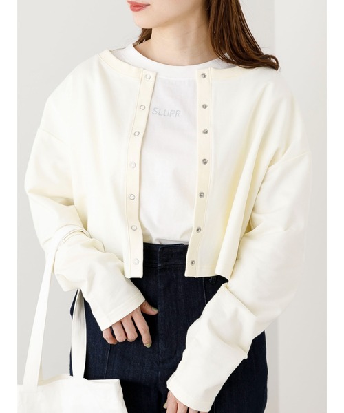 SLURR(スラ―)の「リングドットボタンショート丈プルオーバー(カーディガン/ボレロ・レディース・ベージュ/チャコールグレー/アイボリー・FREE)」の6枚目の写真