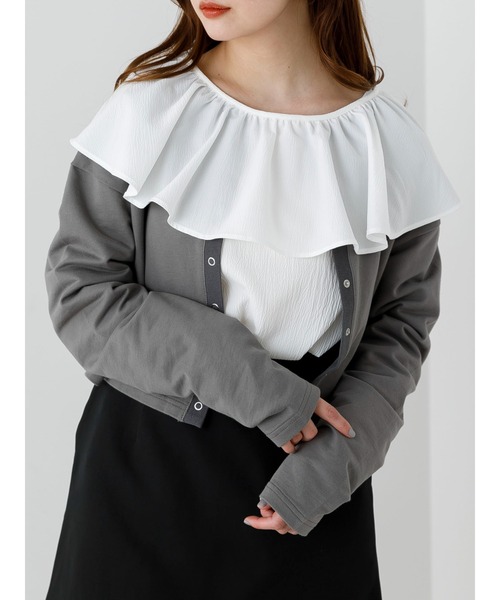 SLURR(スラ―)の「リングドットボタンショート丈プルオーバー(カーディガン/ボレロ・レディース・ベージュ/チャコールグレー/アイボリー・FREE)」の15枚目の写真