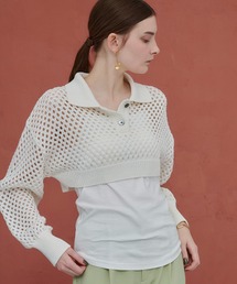 PUBLIC TOKYO | ショートメッシュポロニット(ニット/セーター)