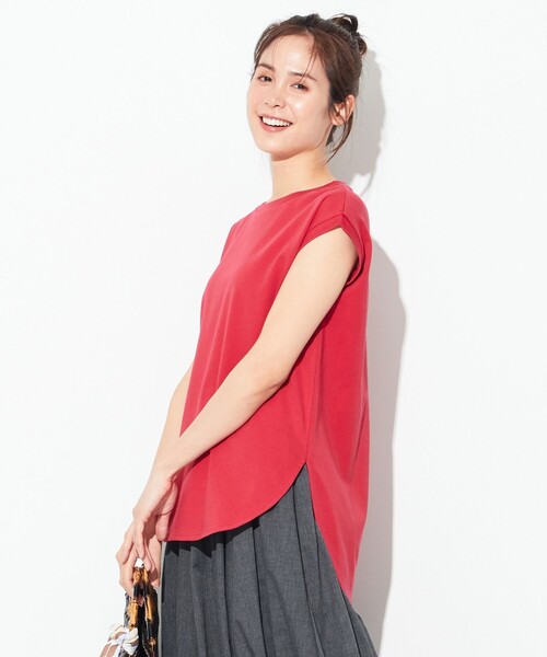 ANY(エニィ)の「【抗菌・防臭】プレミアムベーシックノースリーブ Tシャツ(Tシャツ/カットソー・レディース・ブラック系/カーキ系/アイボリー系/ベージュ系/レッド系/グリーン系/ライトイエロー系/ダークブラウン系・2/3)」の8枚目の写真
