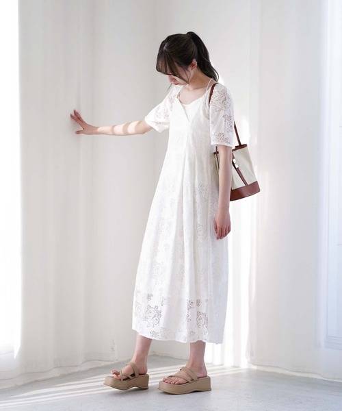 archives（アルシーヴ）の「コットンレースパフＩラインワンピース（ワンピース・レディース・ブラック/オフホワイト/アイボリー・MEDIUM）」の16枚目の写真