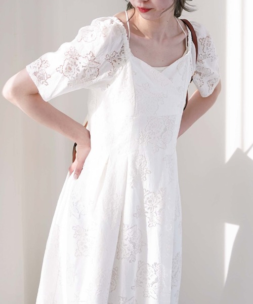 archives（アルシーヴ）の「コットンレースパフＩラインワンピース（ワンピース・レディース・ブラック/オフホワイト/アイボリー・MEDIUM）」の18枚目の写真