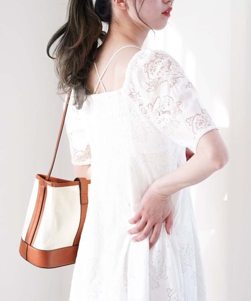 archives（アルシーヴ）の「コットンレースパフＩラインワンピース（ワンピース・レディース・ブラック/オフホワイト/アイボリー・MEDIUM）」の4枚目の写真