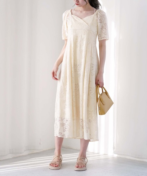 archives（アルシーヴ）の「コットンレースパフＩラインワンピース（ワンピース・レディース・ブラック/オフホワイト/アイボリー・MEDIUM）」の5枚目の写真