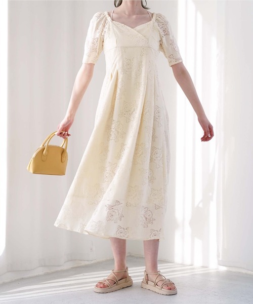 archives（アルシーヴ）の「コットンレースパフＩラインワンピース（ワンピース・レディース・ブラック/オフホワイト/アイボリー・MEDIUM）」の6枚目の写真