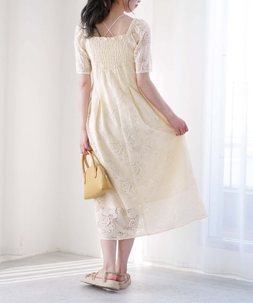 archives（アルシーヴ）の「コットンレースパフＩラインワンピース（ワンピース・レディース・ブラック/オフホワイト/アイボリー・MEDIUM）」の7枚目の写真