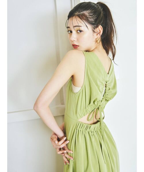 dazzlin（ダズリン）の「バックオープンナチュラルワンピース（ワンピース・レディース・ブラック/グリーン/アイボリー・FREE）」の5枚目の写真