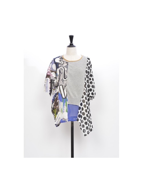 gomme（ゴム）の「アートプリント　切替ブラウス（シャツ/ブラウス・レディース・ホワイト系その他/ブラック系その他・MEDIUM）」の4枚目の写真