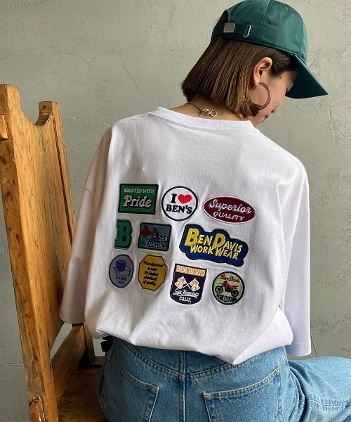 BEN DAVIS（ベンデイビス）の「[BEN DAVIS/ベンデイビス] トラベルパッチ バックワッペンTシャツ（Tシャツ/カットソー・レディース・ホワイト/ブラック/グリーン・M/L/XL）」の2枚目の写真