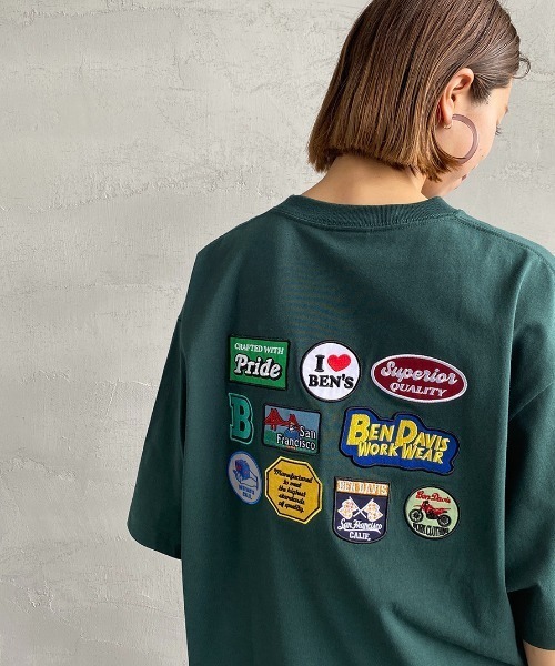 BEN DAVIS（ベンデイビス）の「[BEN DAVIS/ベンデイビス] トラベルパッチ バックワッペンTシャツ（Tシャツ/カットソー・レディース・ホワイト/ブラック/グリーン・M/L/XL）」の21枚目の写真