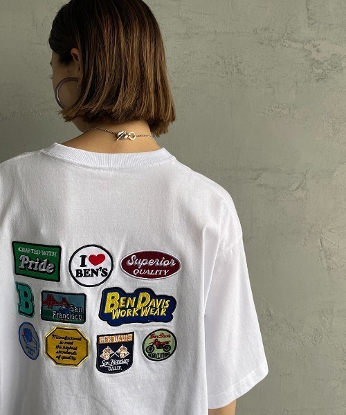 BEN DAVIS（ベンデイビス）の「[BEN DAVIS/ベンデイビス] トラベルパッチ バックワッペンTシャツ（Tシャツ/カットソー・レディース・ホワイト/ブラック/グリーン・M/L/XL）」の14枚目の写真