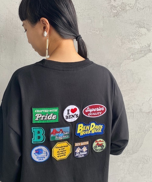 BEN DAVIS（ベンデイビス）の「[BEN DAVIS/ベンデイビス] トラベルパッチ バックワッペンTシャツ（Tシャツ/カットソー・レディース・ホワイト/ブラック/グリーン・M/L/XL）」の16枚目の写真