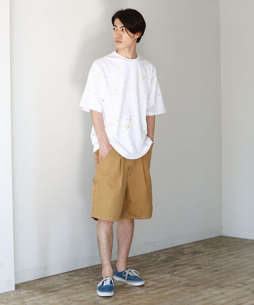 BEAMS（ビームス）の「BEAMS / ルーズフィット スプラッシュ ペイント Tシャツ（Tシャツ/カットソー・メンズ・ライム/ブルー系その他・S/M/L/XL）」の4枚目の写真