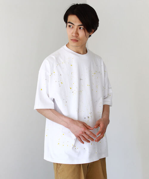 BEAMS（ビームス）の「BEAMS / ルーズフィット スプラッシュ ペイント Tシャツ（Tシャツ/カットソー・メンズ・ライム/ブルー系その他・S/M/L/XL）」の3枚目の写真