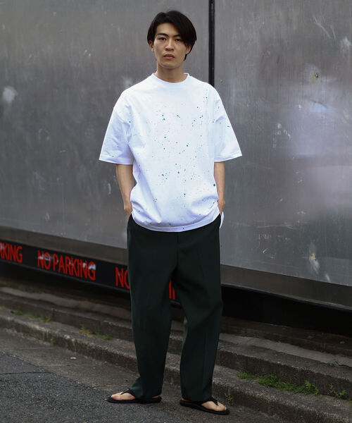 BEAMS（ビームス）の「BEAMS / ルーズフィット スプラッシュ ペイント Tシャツ（Tシャツ/カットソー・メンズ・ライム/ブルー系その他・S/M/L/XL）」の12枚目の写真