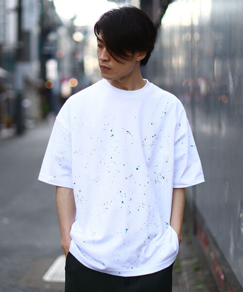 BEAMS（ビームス）の「BEAMS / ルーズフィット スプラッシュ ペイント Tシャツ（Tシャツ/カットソー・メンズ・ライム/ブルー系その他・S/M/L/XL）」の17枚目の写真