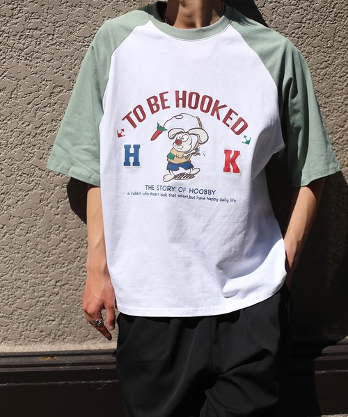 HOOK（フック）の「HOOK -original- アメカジイラストプリントラグランスリーブ半袖TEE (SS)（Tシャツ/カットソー・メンズ・ブラック/ネイビー/ミント/レッド・M/XL/L）」の3枚目の写真