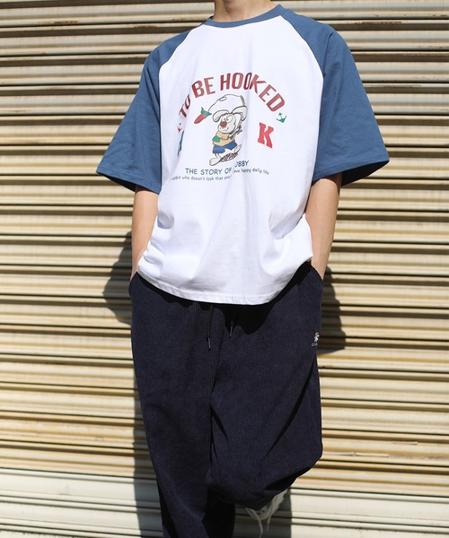 HOOK（フック）の「HOOK -original- アメカジイラストプリントラグランスリーブ半袖TEE (SS)（Tシャツ/カットソー・メンズ・ブラック/ネイビー/ミント/レッド・M/XL/L）」の17枚目の写真