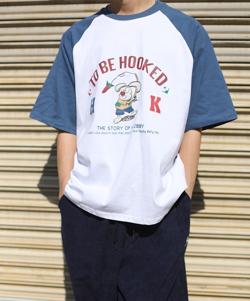 HOOK（フック）の「HOOK -original- アメカジイラストプリントラグランスリーブ半袖TEE (SS)（Tシャツ/カットソー・メンズ・ブラック/ネイビー/ミント/レッド・M/XL/L）」の18枚目の写真