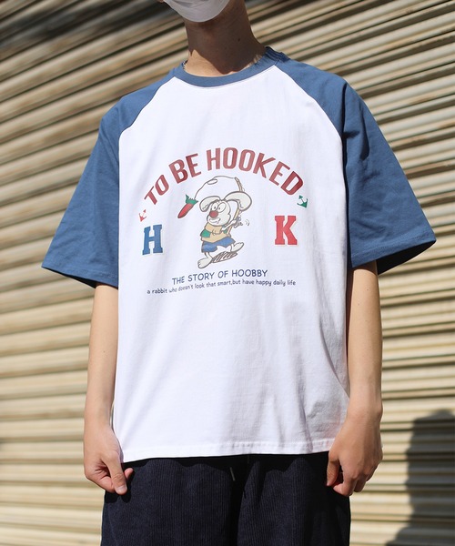 HOOK（フック）の「HOOK -original- アメカジイラストプリントラグランスリーブ半袖TEE (SS)（Tシャツ/カットソー・メンズ・ブラック/ネイビー/ミント/レッド・M/XL/L）」の19枚目の写真