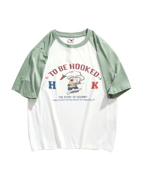 HOOK（フック）の「HOOK -original- アメカジイラストプリントラグランスリーブ半袖TEE (SS)（Tシャツ/カットソー・メンズ・ブラック/ネイビー/ミント/レッド・M/XL/L）」の6枚目の写真