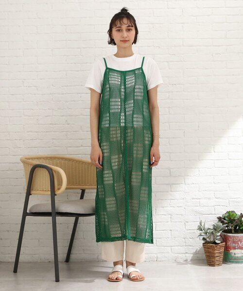 Cutie Blonde（キューティーブロンド）の「◆【2点セット】クロシェ風キャミワンピース（セットアップ・レディース・グリーン/ブラック/ベージュ・03/02）」の13枚目の写真