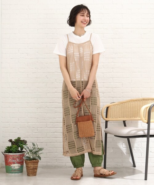 Cutie Blonde（キューティーブロンド）の「◆【2点セット】クロシェ風キャミワンピース（セットアップ・レディース・グリーン/ブラック/ベージュ・03/02）」の20枚目の写真