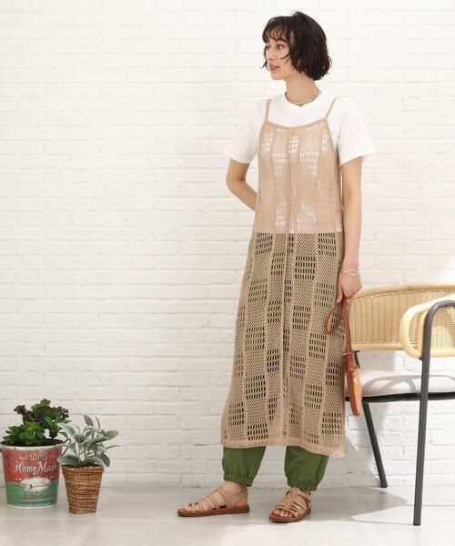 Cutie Blonde（キューティーブロンド）の「◆【2点セット】クロシェ風キャミワンピース（セットアップ・レディース・グリーン/ブラック/ベージュ・03/02）」の21枚目の写真