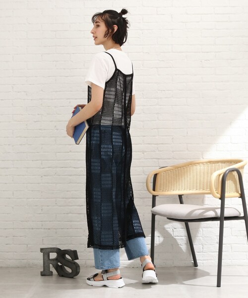 Cutie Blonde（キューティーブロンド）の「◆【2点セット】クロシェ風キャミワンピース（セットアップ・レディース・グリーン/ブラック/ベージュ・03/02）」の5枚目の写真