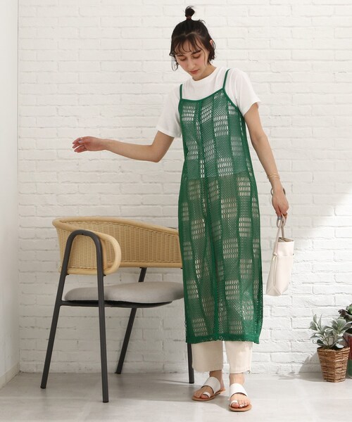 Cutie Blonde（キューティーブロンド）の「◆【2点セット】クロシェ風キャミワンピース（セットアップ・レディース・グリーン/ブラック/ベージュ・03/02）」の8枚目の写真