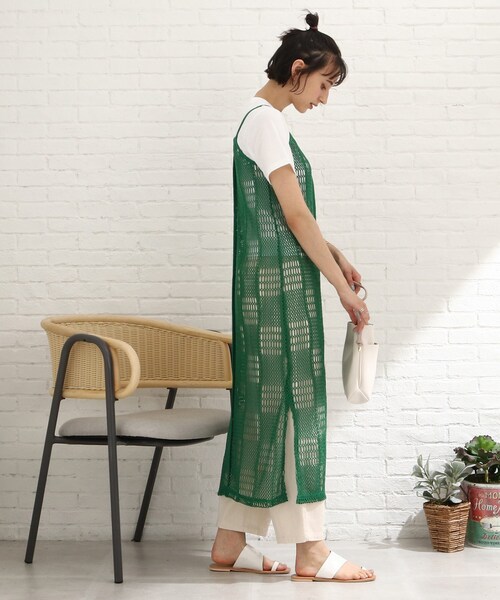 Cutie Blonde（キューティーブロンド）の「◆【2点セット】クロシェ風キャミワンピース（セットアップ・レディース・グリーン/ブラック/ベージュ・03/02）」の9枚目の写真